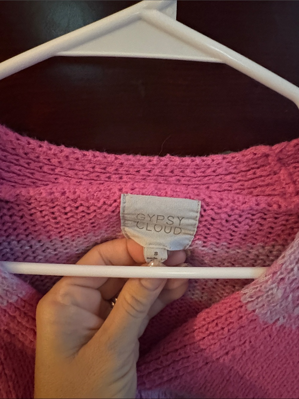 Pink Striped V‑Neck Button Cardigan - Picture 2 of 2